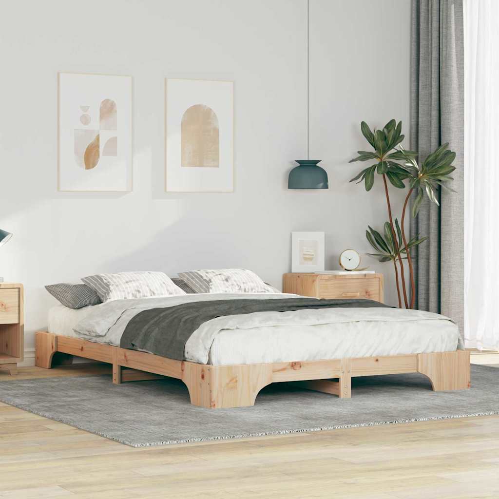 Bettrahmen Braun 140 x 210 cm Massives Kiefernholz