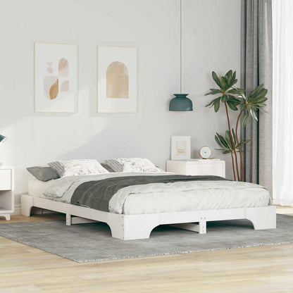 Bettrahmen Weiß 140 x 210 cm Massives Kiefernholz