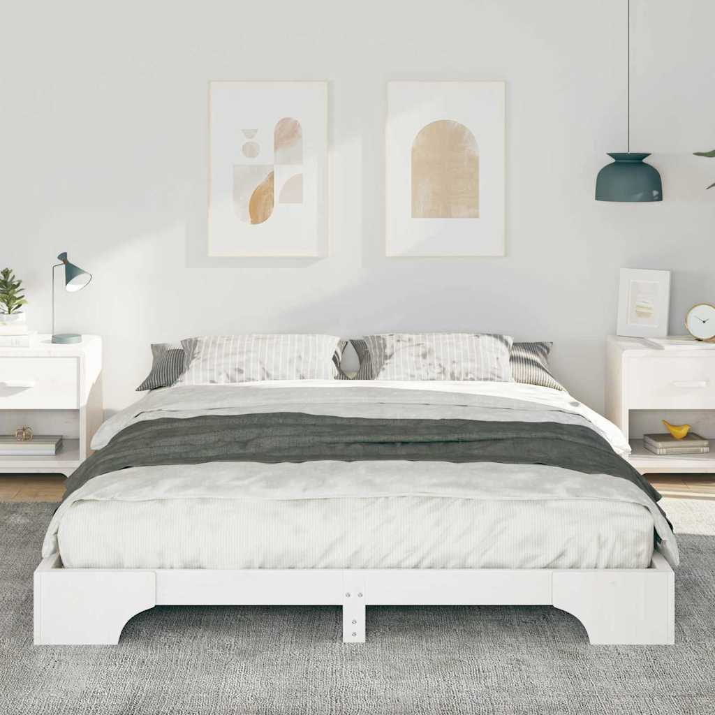 Bettrahmen Weiß 160 x 210 cm Massives Kiefernholz
