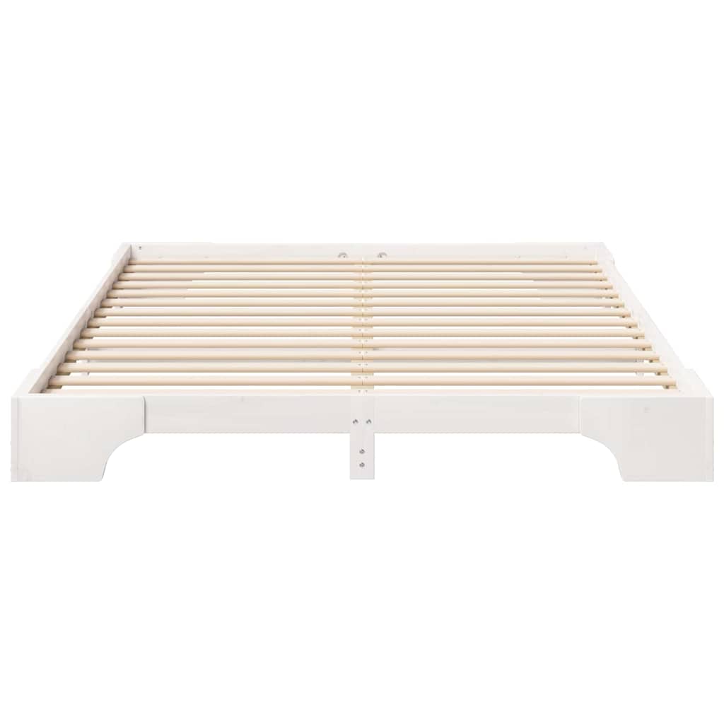 Bettrahmen Weiß 160 x 210 cm Massives Kiefernholz