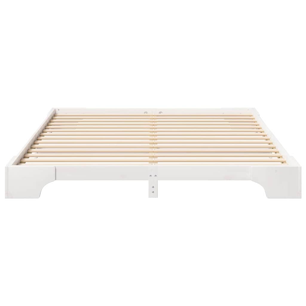 Bettrahmen Weiß 200 x 210 cm Massives Kiefernholz
