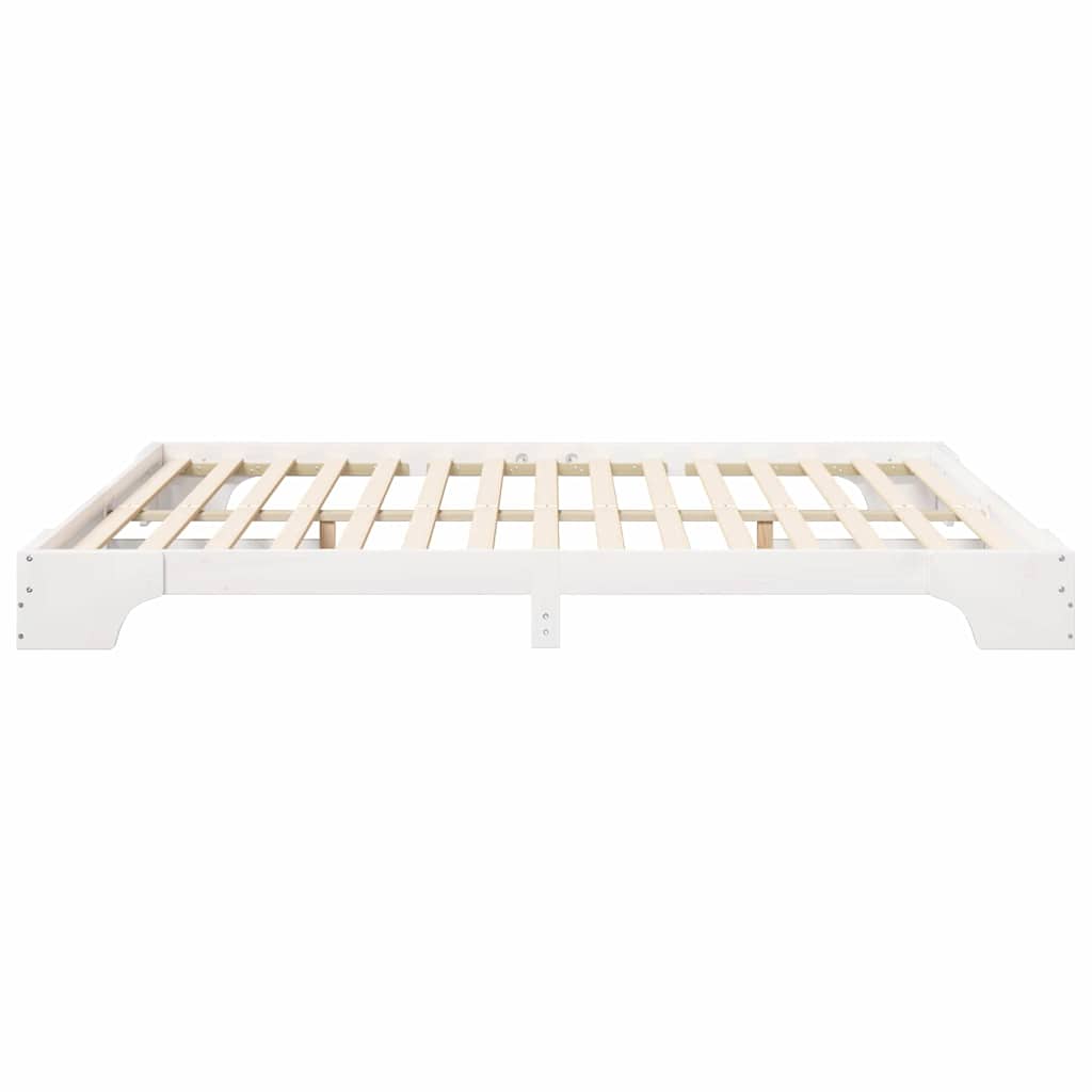 Bettrahmen Weiß 200 x 210 cm Massives Kiefernholz