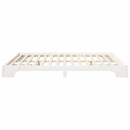 Bettrahmen Weiß 200 x 210 cm Massives Kiefernholz