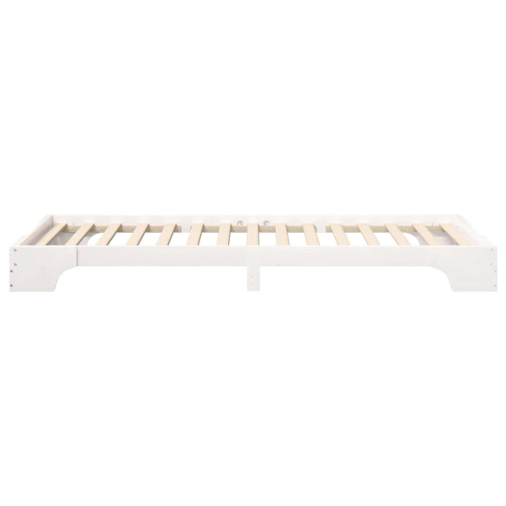 Bettrahmen Weiß 90 x 220 cm Massives Kiefernholz
