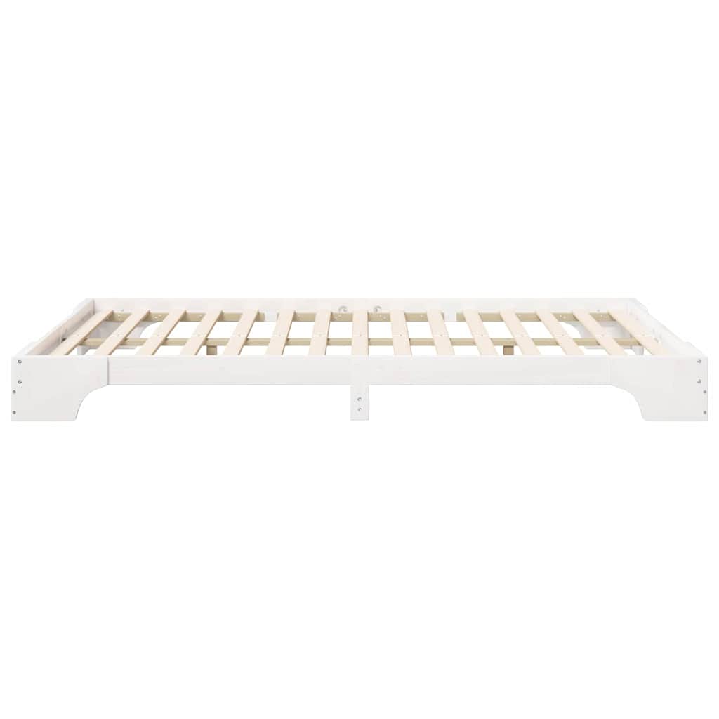 Bettrahmen Weiß 140 x 220 cm Massives Kiefernholz