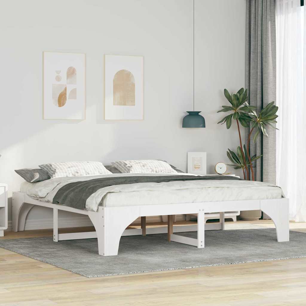 Bettrahmen Weiß 200 x 200 cm Massives Kiefernholz