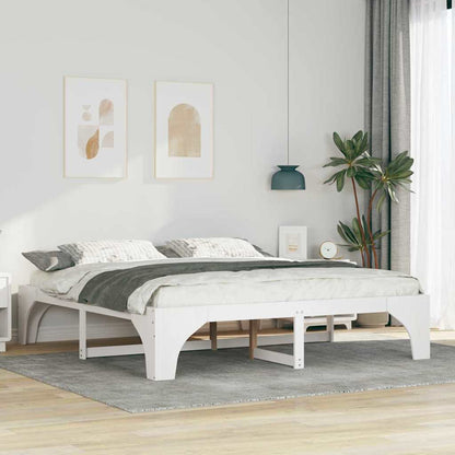 Bettrahmen Weiß 200 x 200 cm Massives Kiefernholz