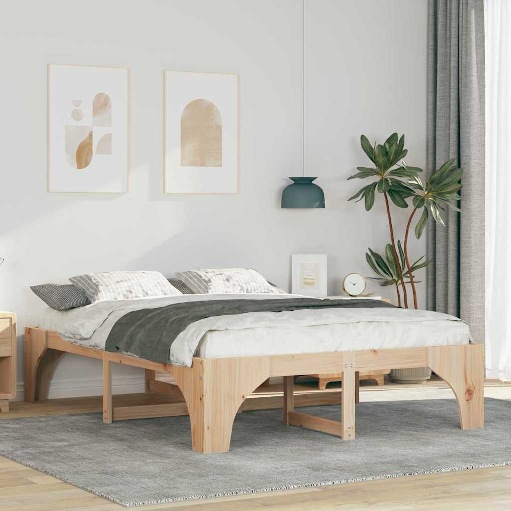 Bettrahmen Braun 160 x 200 cm Massives Kiefernholz