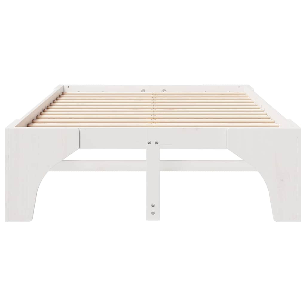 Bettrahmen Weiß 140 x 190 cm Massives Kiefernholz