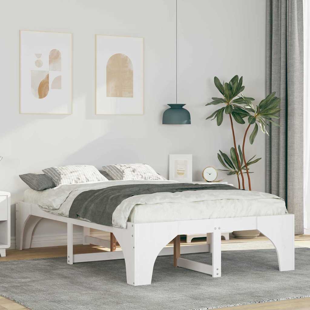 Bettrahmen Weiß 135 x 190 cm Massives Kiefernholz