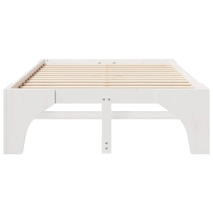 Bettrahmen Weiß 135 x 190 cm Massives Kiefernholz