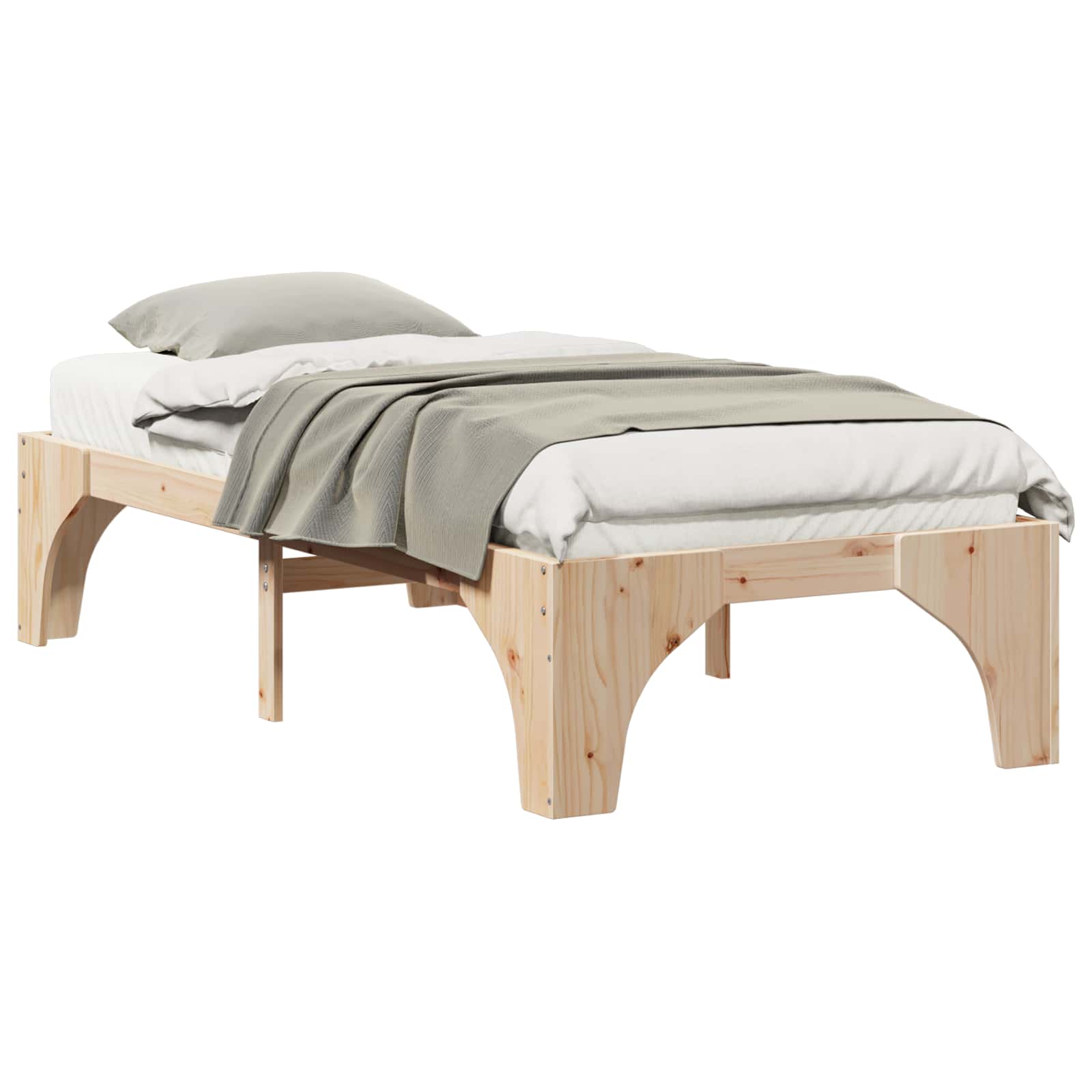 Bettrahmen Braun 75 x 190 cm Massives Kiefernholz