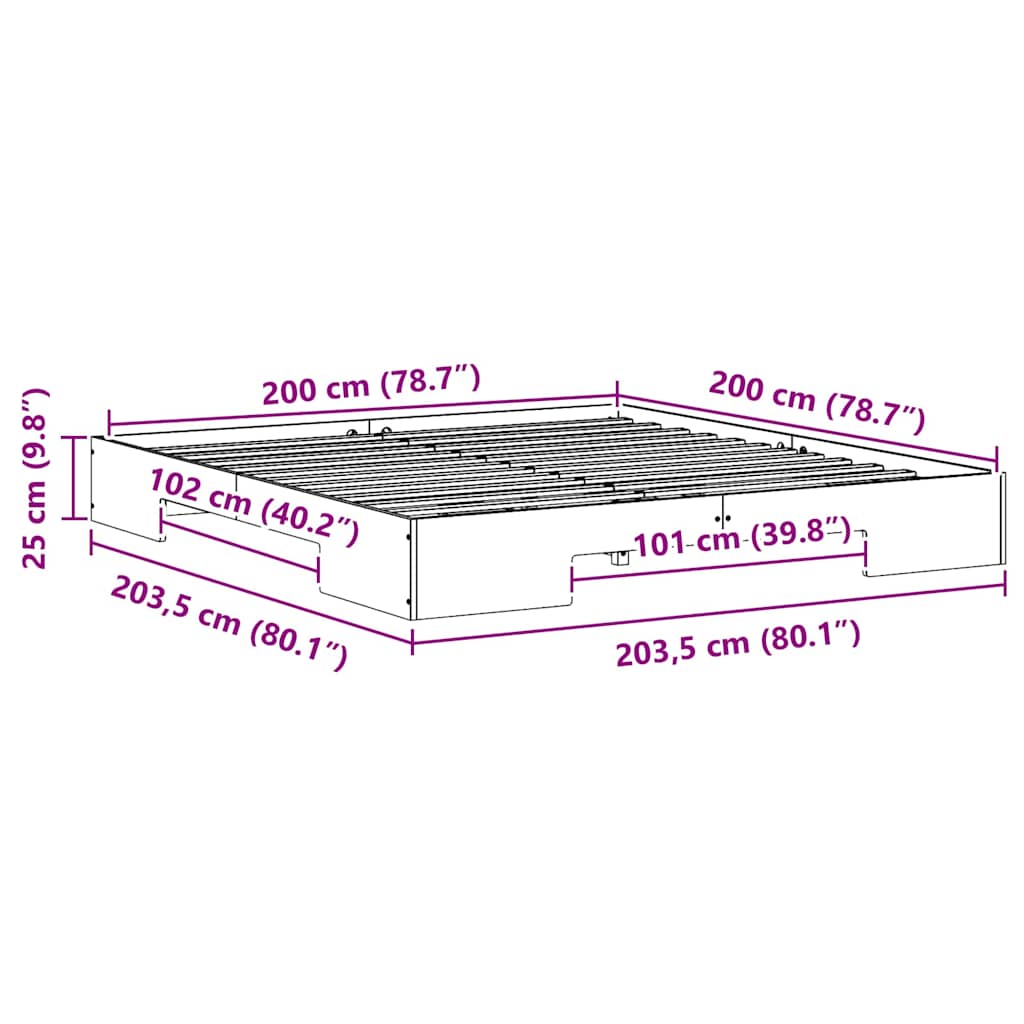 Bettgestell Weiß 200 x 200 cm