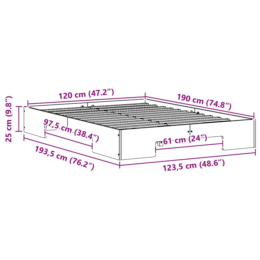 Bettgestell Braun 120 x 190 cm