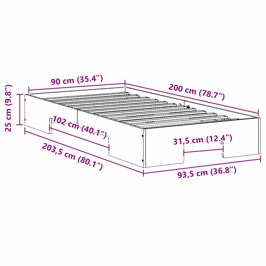 Bettgestell Weiß 90 x 200 cm