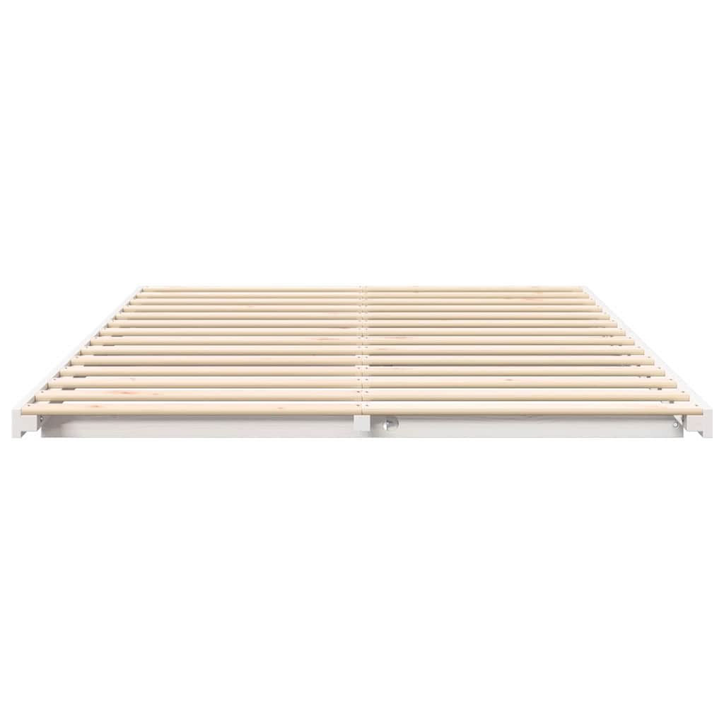 Bettrahmen Weiß 150 x 200 cm Massives Kiefernholz