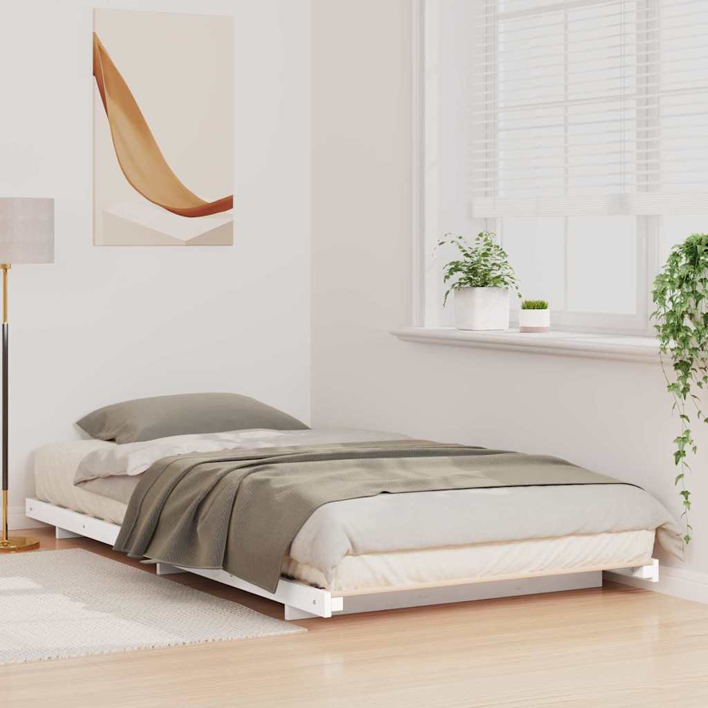 Bettrahmen Weiß 90 x 210 cm Massives Kiefernholz