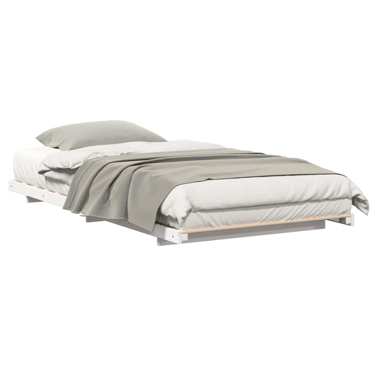 Bettrahmen Weiß 100 x 210 cm Massives Kiefernholz