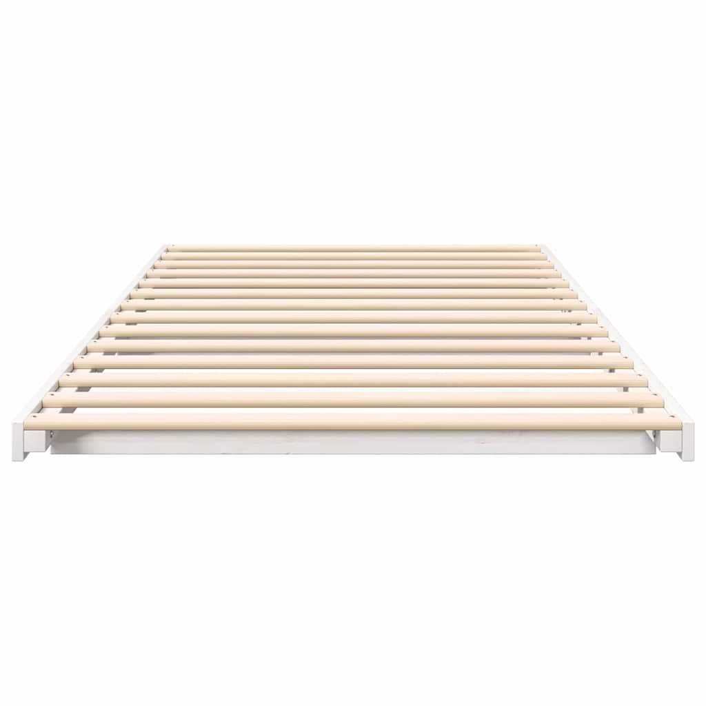 Bettrahmen Weiß 100 x 210 cm Massives Kiefernholz