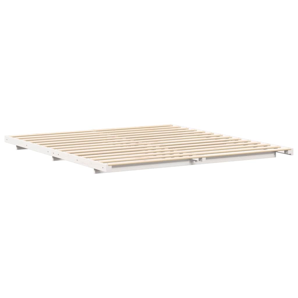 Bettrahmen Weiß 200 x 210 cm Massives Kiefernholz