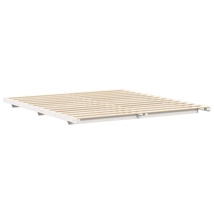 Bettrahmen Weiß 200 x 210 cm Massives Kiefernholz