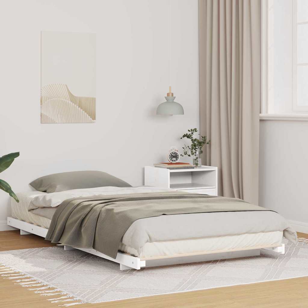 Bettrahmen Weiß 90 x 220 cm Massives Kiefernholz