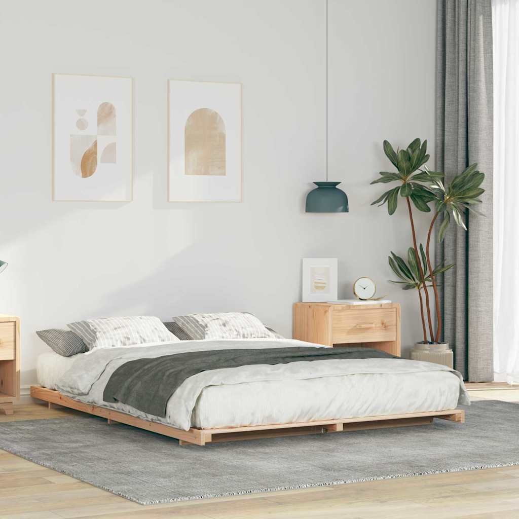 Bettrahmen Braun 140 x 220 cm Massives Kiefernholz