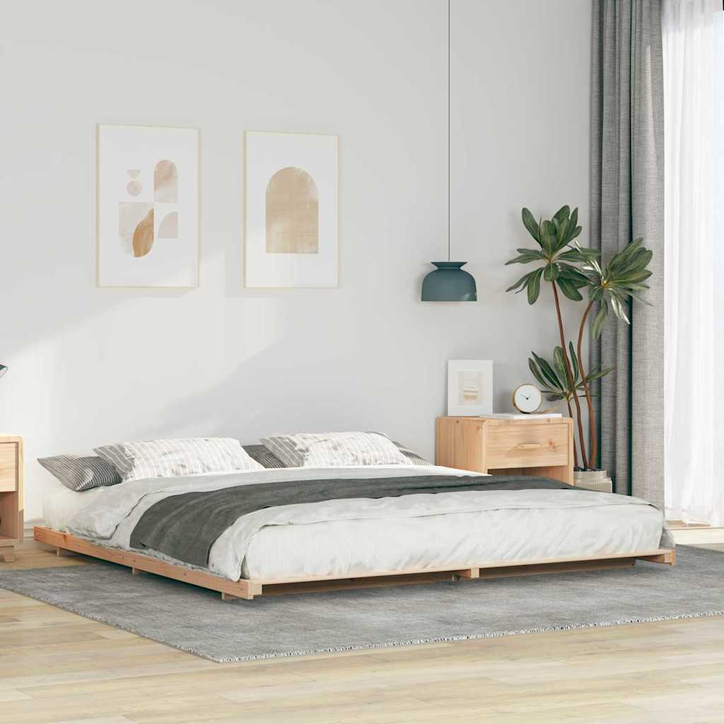 Bettrahmen Braun 200 x 220 cm Massives Kiefernholz