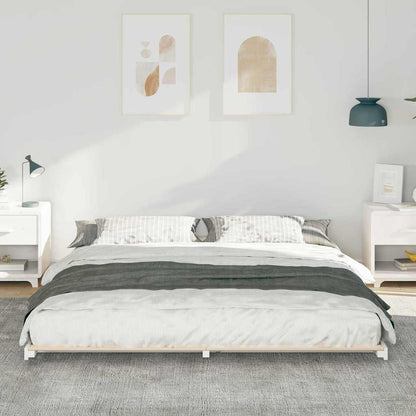 Bettrahmen Weiß 200 x 220 cm Massives Kiefernholz