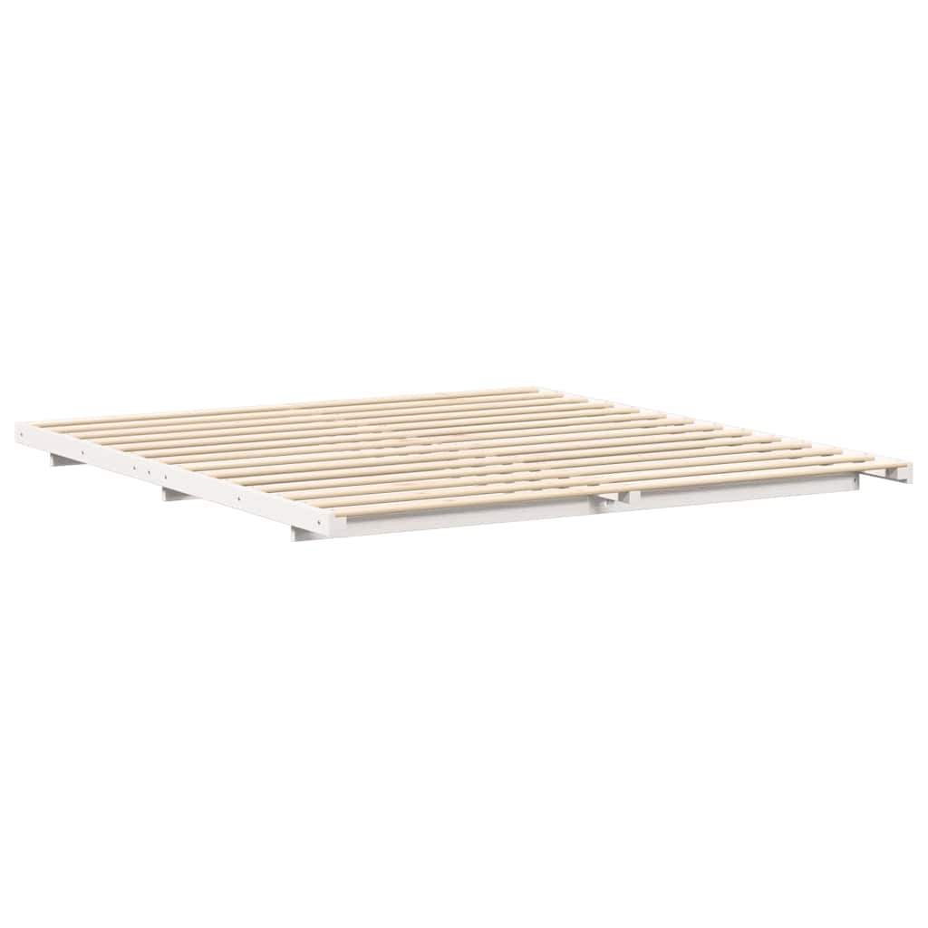 Bettrahmen Weiß 200 x 220 cm Massives Kiefernholz