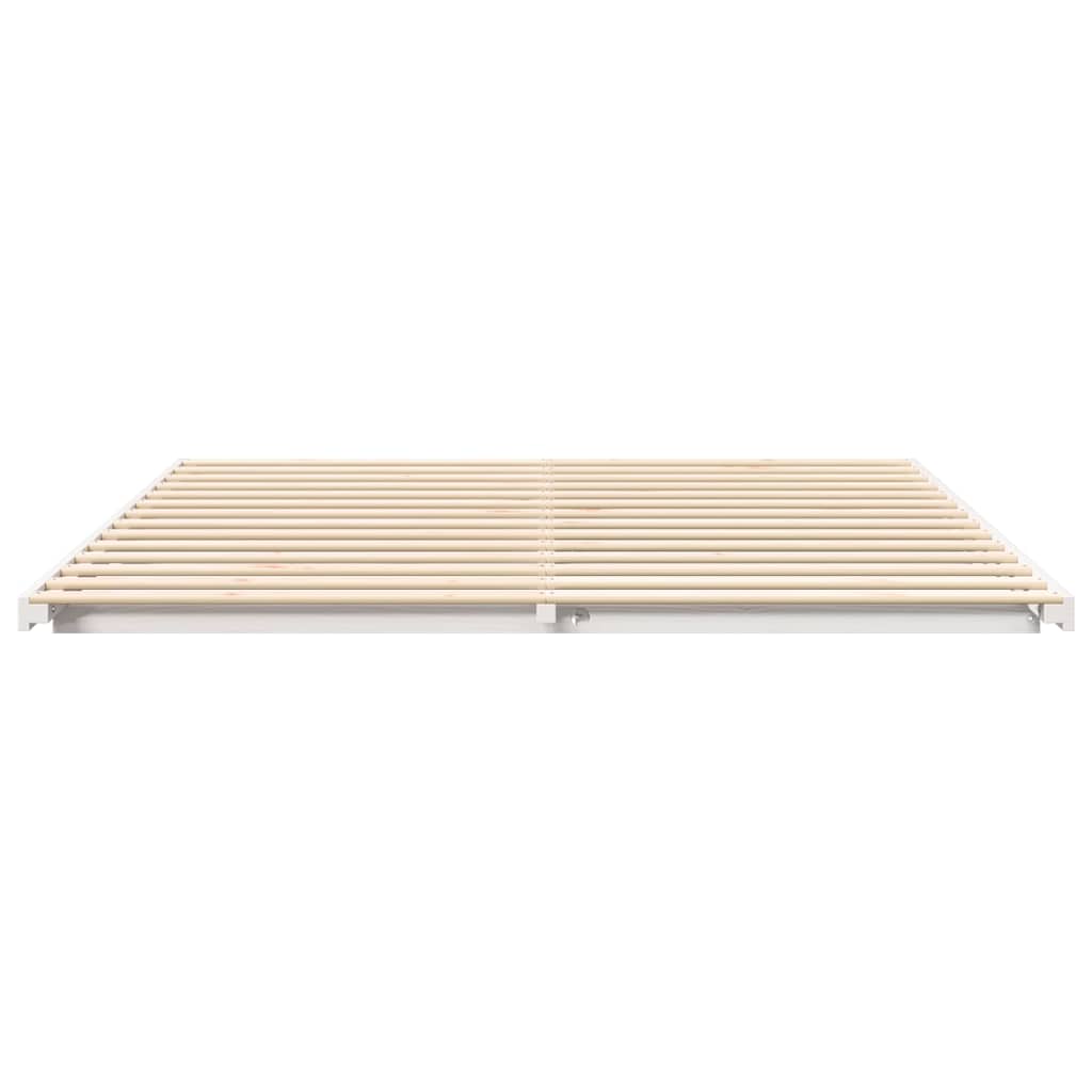 Bettrahmen Weiß 200 x 220 cm Massives Kiefernholz