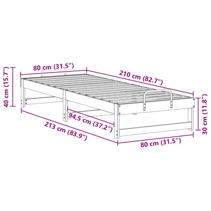 Bettrahmen Weiß 80 x 210 cm Massives Kiefernholz