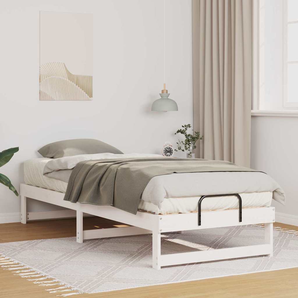 Bettrahmen Weiß 90 x 210 cm Massives Kiefernholz