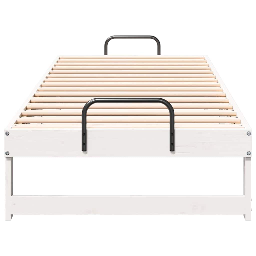 Bettrahmen Weiß 90 x 210 cm Massives Kiefernholz