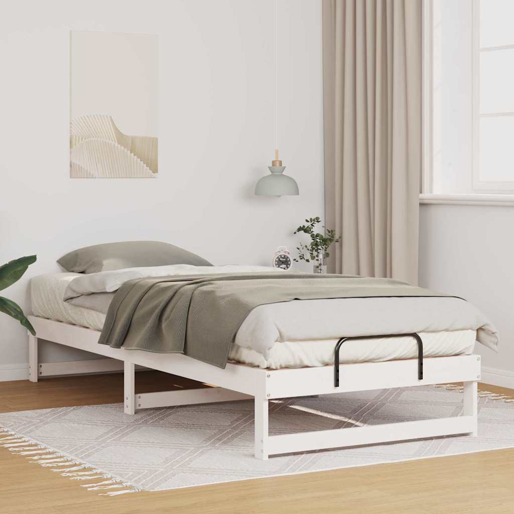 Bettrahmen Weiß 80 x 220 cm Massives Kiefernholz