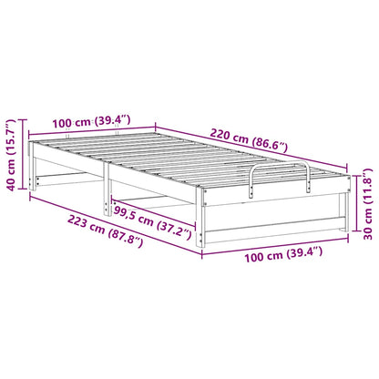Bettrahmen Braun 100 x 220 cm Massives Kiefernholz