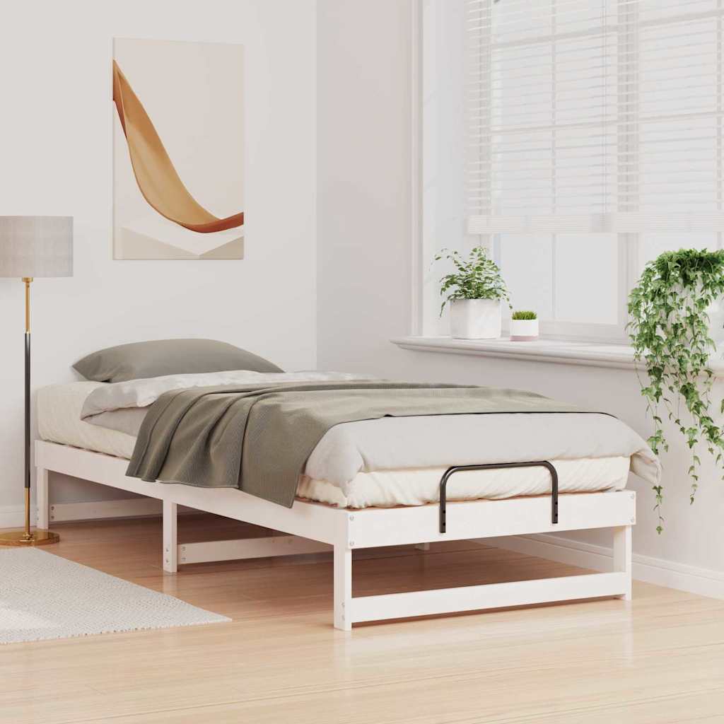 Bettrahmen Weiß 100 x 220 cm Massives Kiefernholz