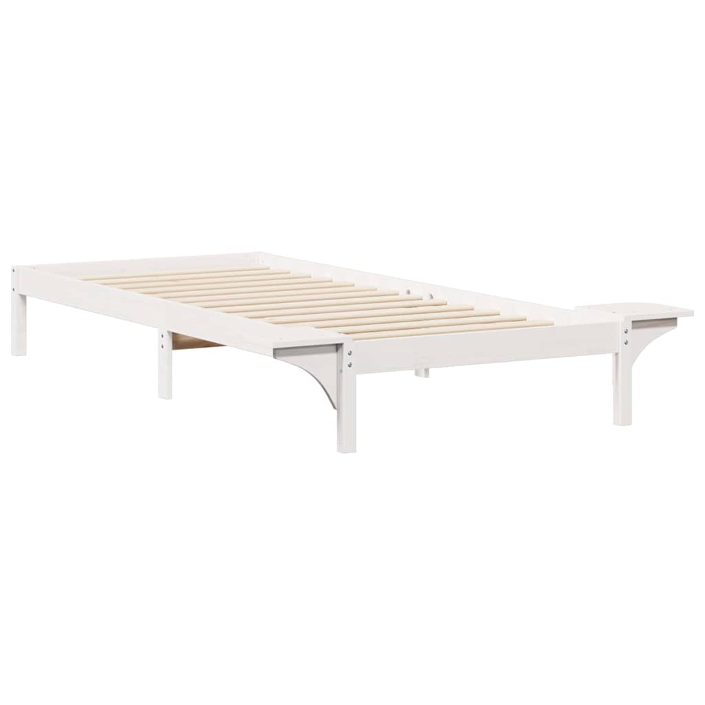 Bettgestell mit Nachttischen Weiß 80 x 210 cm
