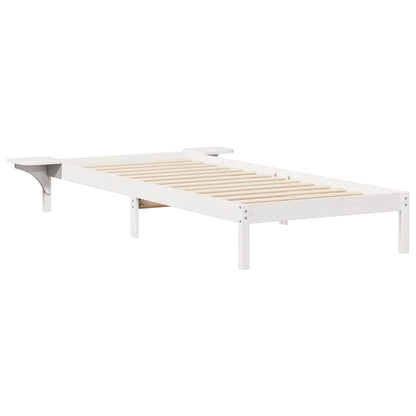 Bettgestell mit Nachttischen Weiß 90 x 210 cm