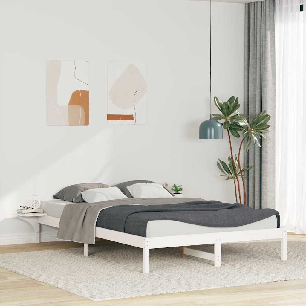 Bettgestell mit Nachttischen Weiß 140 x 210 cm