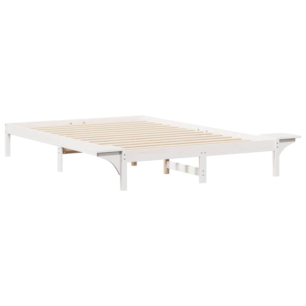 Bettgestell mit Nachttischen Weiß 140 x 210 cm