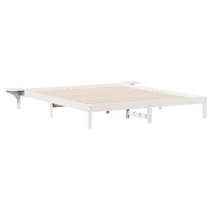 Bettgestell mit Nachttischen Weiß 180 x 210 cm