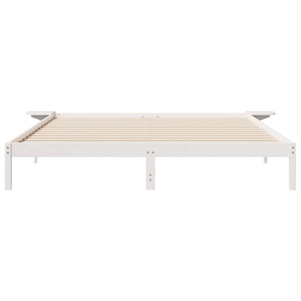 Bettgestell mit Nachttischen Weiß 200 x 210 cm