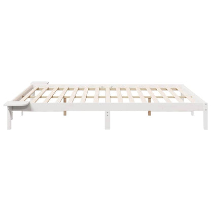 Bettgestell mit Nachttischen Weiß 200 x 210 cm