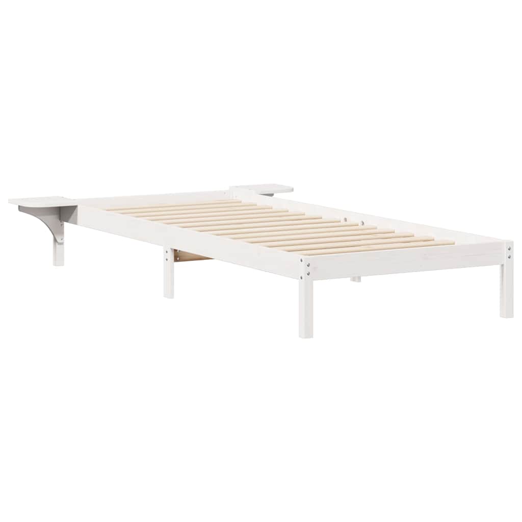 Bettgestell mit Nachttischen Weiß 80 x 220 cm
