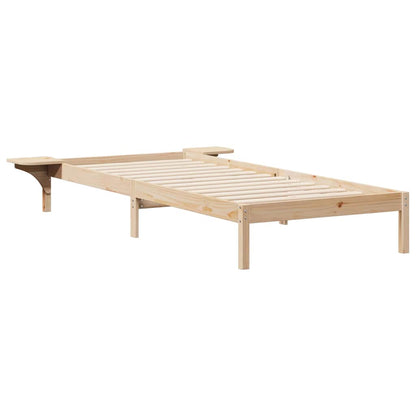Bettgestell mit Nachttischen Natur 90 x 220 cm