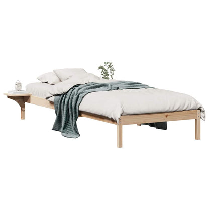Bettgestell mit Nachttischen Natur 90 x 220 cm