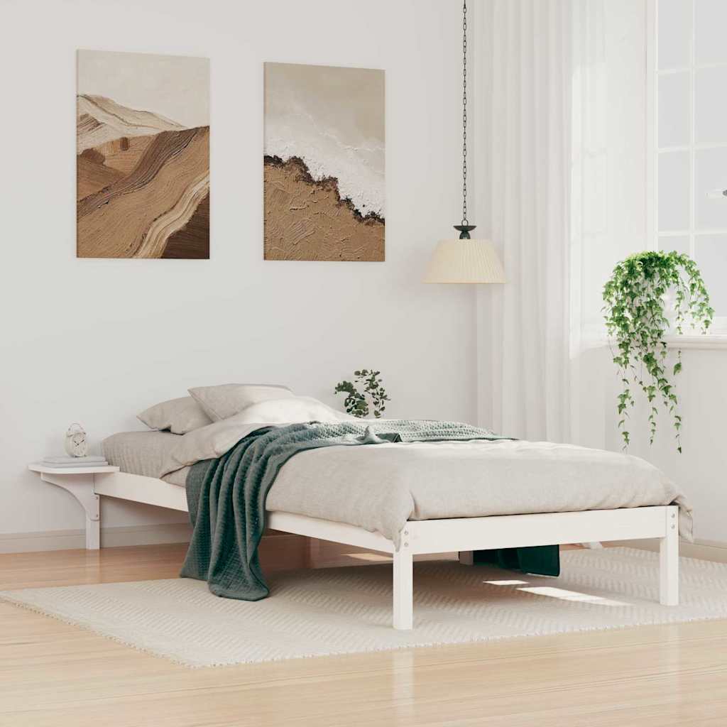 Bettgestell mit Nachttischen Weiß 100 x 220 cm