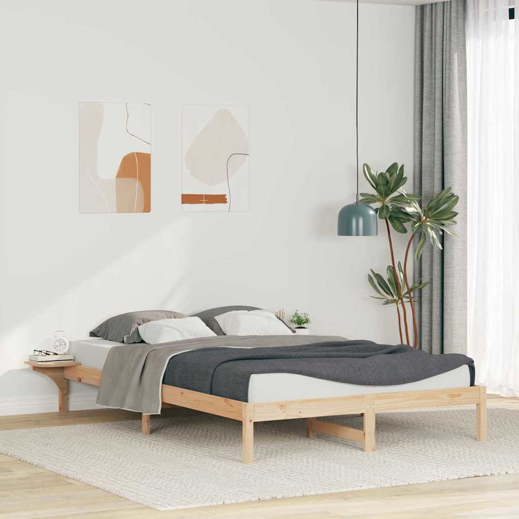 Bettgestell mit Nachttischen Natur 140 x 220 cm