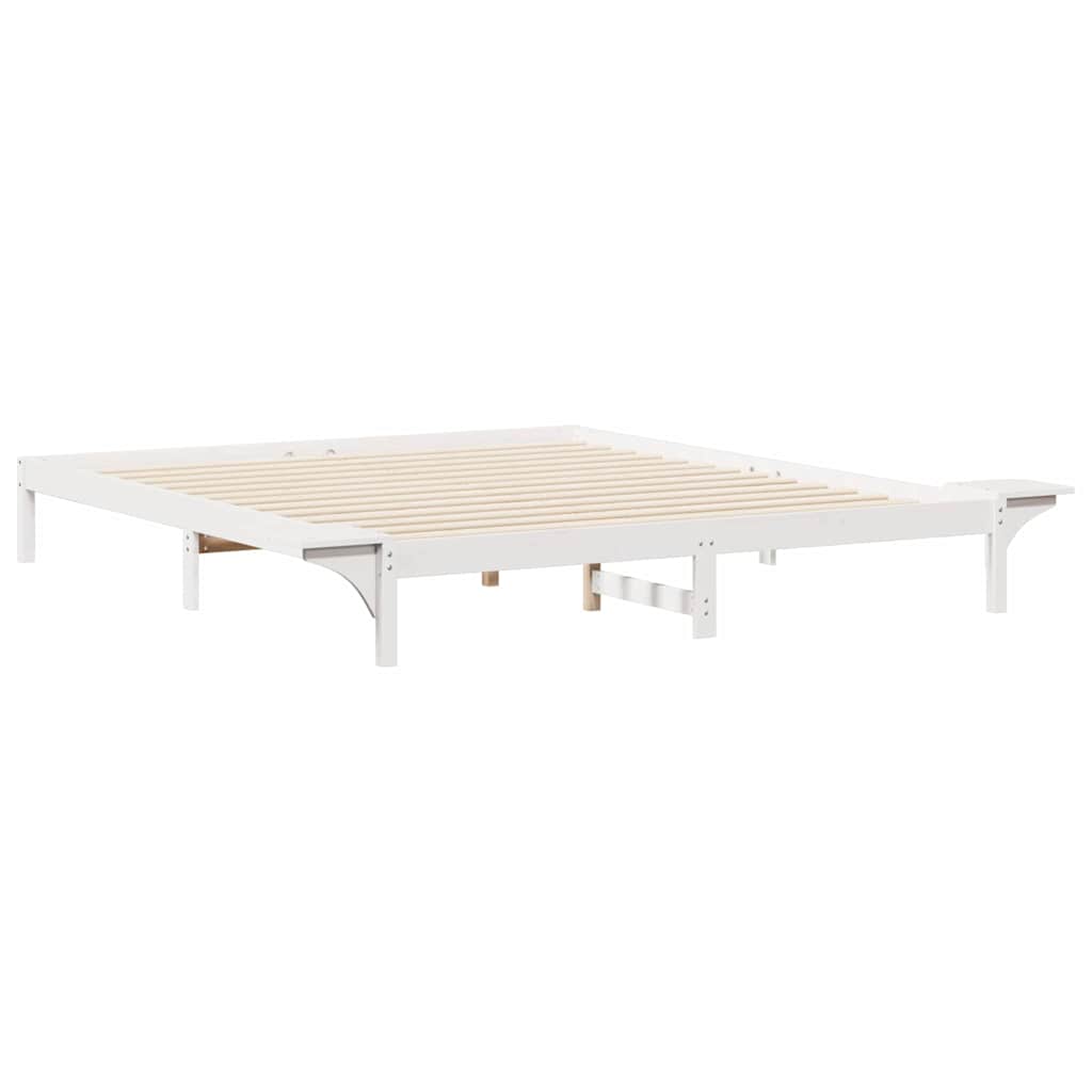 Bettgestell mit Nachttischen Weiß 200 x 220 cm